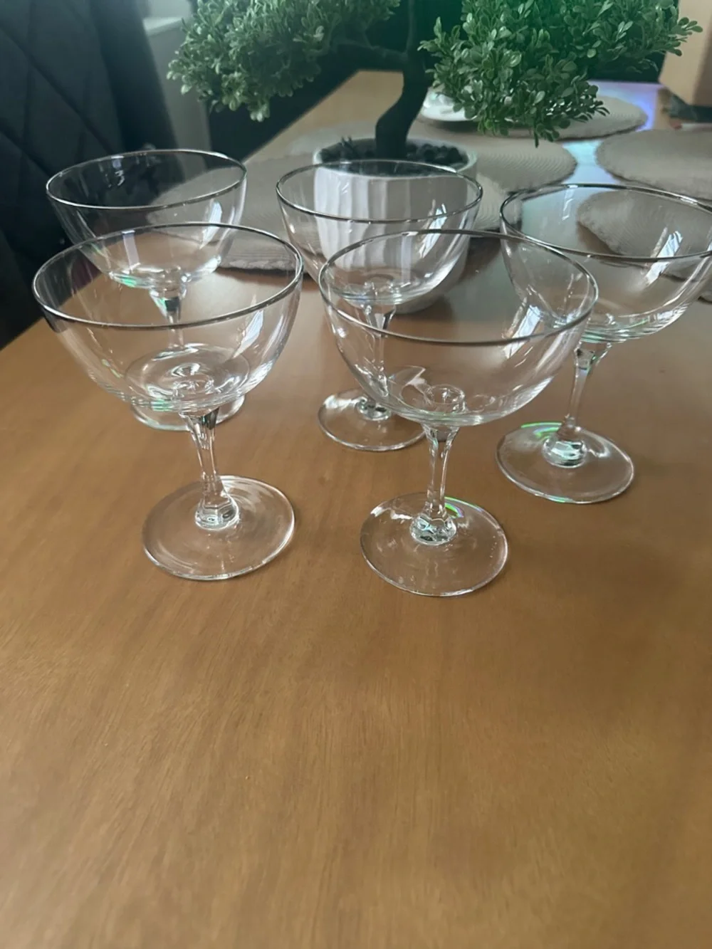 5 Lenox platinum trim Glass Coupe Dessert Wine Glass - Elegant Stemware